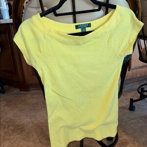 Lauren Ralph Lauren Yellow Cap Sleeve Fitted Tee